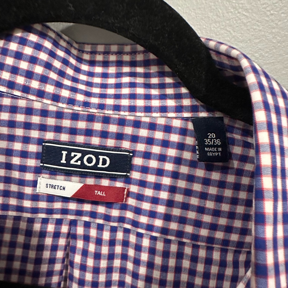 Izod men’s dress shirt, big & tall, navy, white, red - Picture 2 of 4